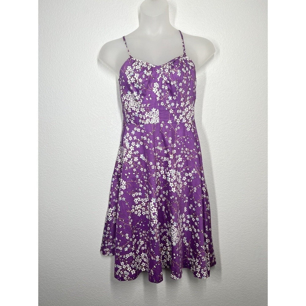 Murray Meisner Vintage Floral Dress Size 8 Purple Strappy Smocked